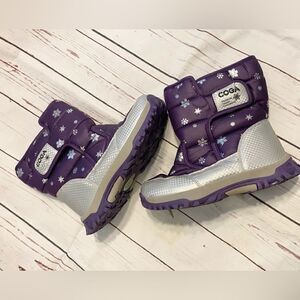Coga Girls Winter Snow Boots Faux Fur Lined Quilted Snowflake Purple 36 US 4